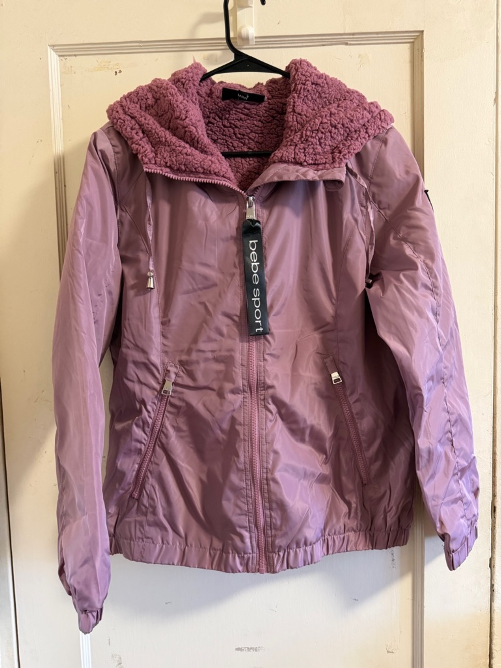 bebe Dusty Rose Hooded Puffer Jacket